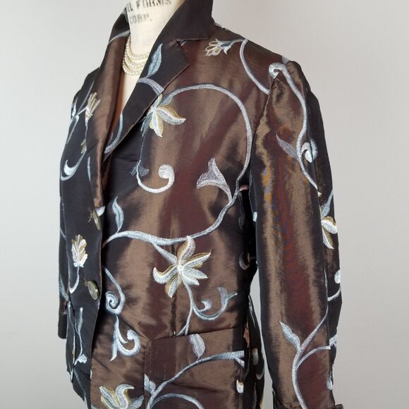 Stunning Di Vita Di Luxe Stunning Floral Embroidered Silky Jacket * Size 8 - Picture 4 of 10